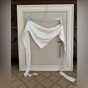 Tic Toc white scarf style satin crop top with back sash ties S NWT